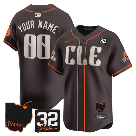 Men's Cleveland Browns ACTIVE PLAYER Custom Brown 2025 Jim Brown Memorial & Home Patch Vapor Limited Stitched Jersey